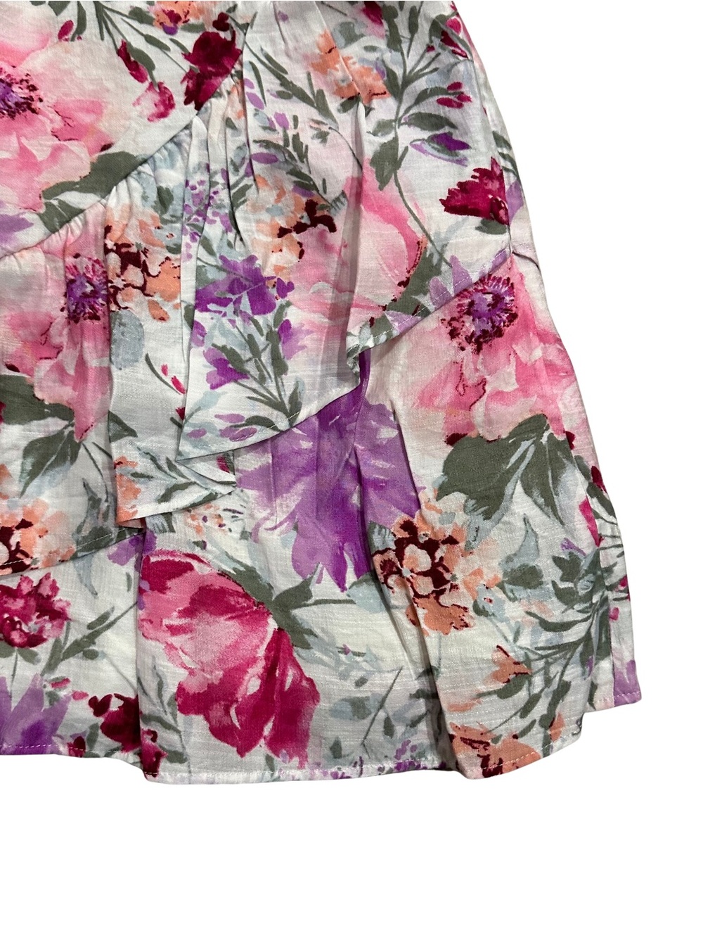 Express Women Size 8 Skirt Pink Woven Zip Button Waist Floral NWT $68 MSRP - Picture 2 of 7